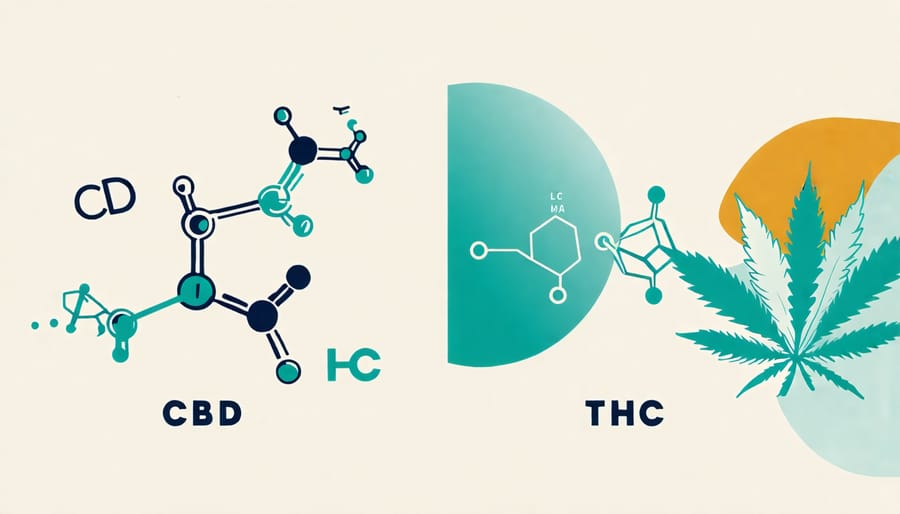 Visual comparison of CBD and THC molecules highlighting structural differences